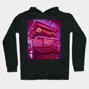 cyberpunk taco shop in Space with anime style Hoodie